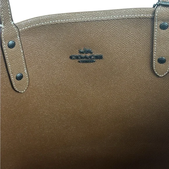 Coach & Keith Haring Monogram Brown Tan Tote Bag with Yellow Barking Dog - Picture 9 of 13